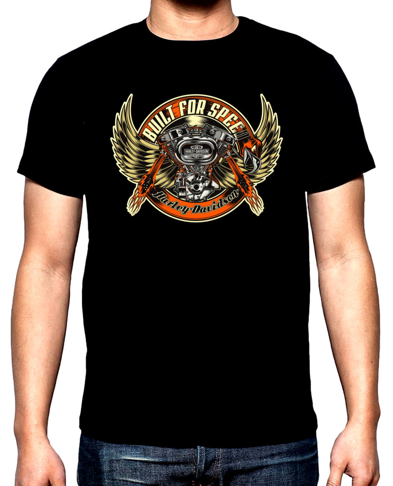 T-SHIRTS Harley Davidson, built for speed, men's  t-shirt, 100% cotton, S to 5XL